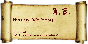 Mityin Bátony névjegykártya